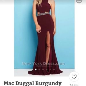 Mac Duggal 65500L burgundy prom dress